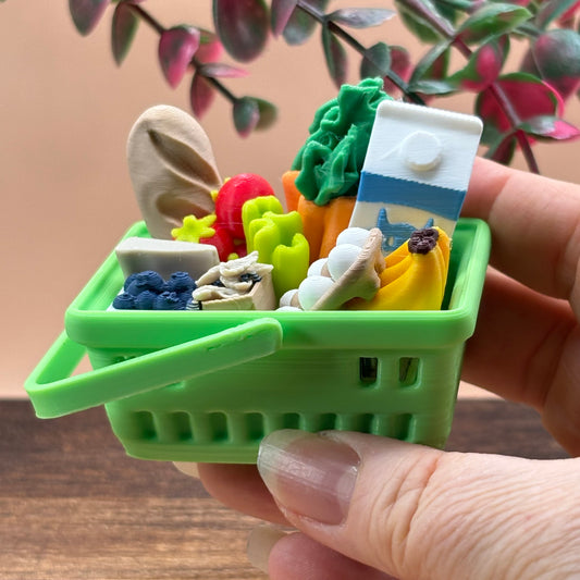 Grocery Basket Clicker | 4-in-1 Fidget Clicker | Mini Shopping Basket | 3D Printed Desk Fidget | Mini Grocery Gift