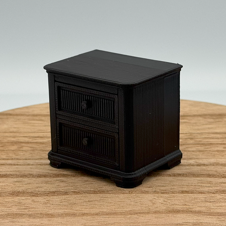 2-Drawer Nightstand Dollhouse Miniature 1:12 Scale