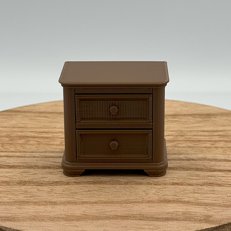 2-Drawer Nightstand Dollhouse Miniature 1:12 Scale