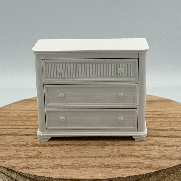 3-Drawer Dresser Dollhouse Miniature 1:12 Scale