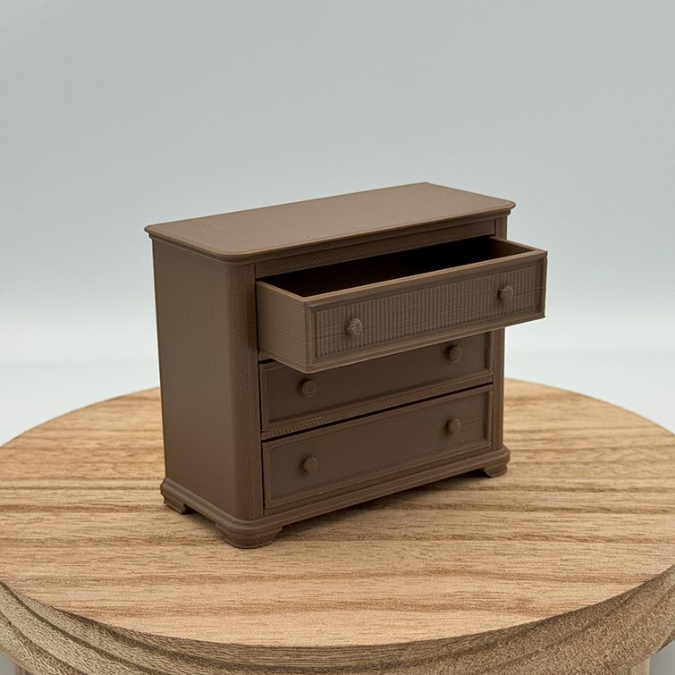 3-Drawer Dresser Dollhouse Miniature 1:12 Scale