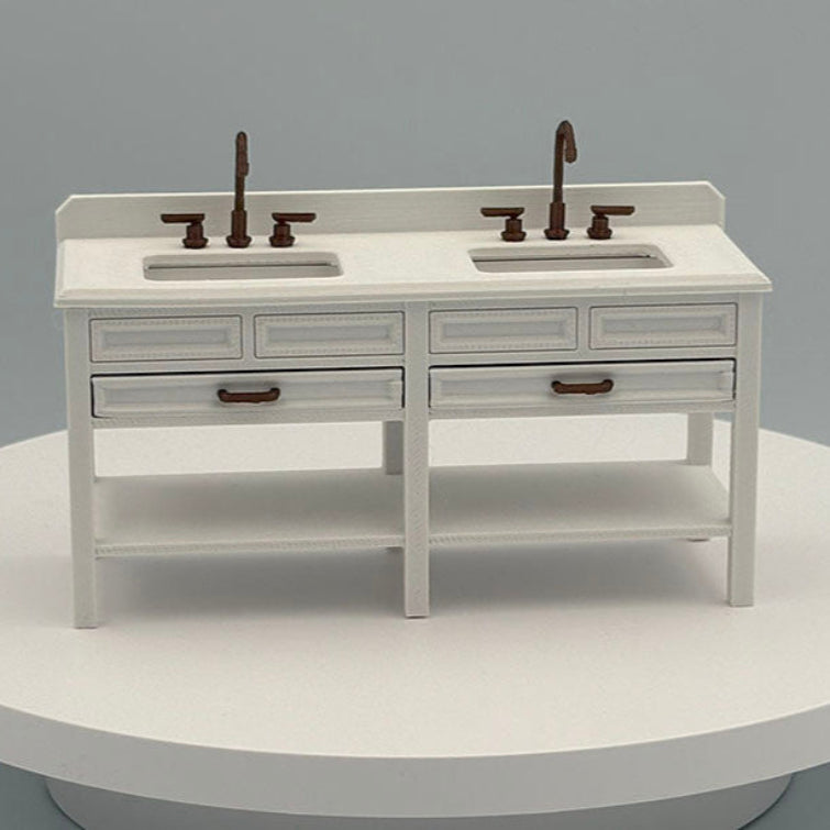 Double Vanity Dollhouse Miniature 1:12 Scale