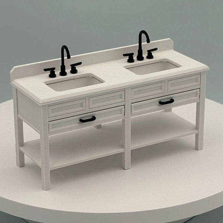 Double Vanity Dollhouse Miniature 1:12 Scale