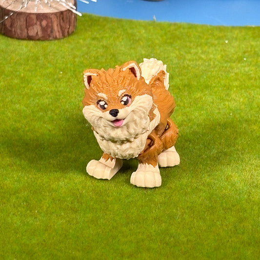 Teacup Pomeranian Puppy Pals – Orange & Sable Pomeranian Duo, Cute Dog Figurines, 3D Printed Gift