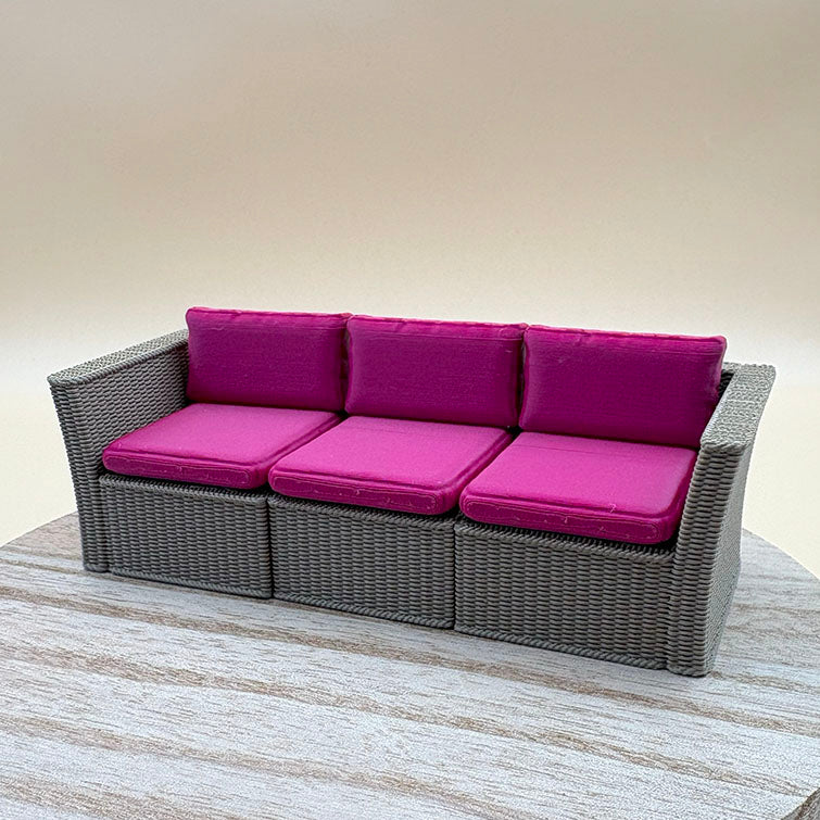 Wicker 3-Piece Sectional Couch Dollhouse Miniature 1:12 Scale