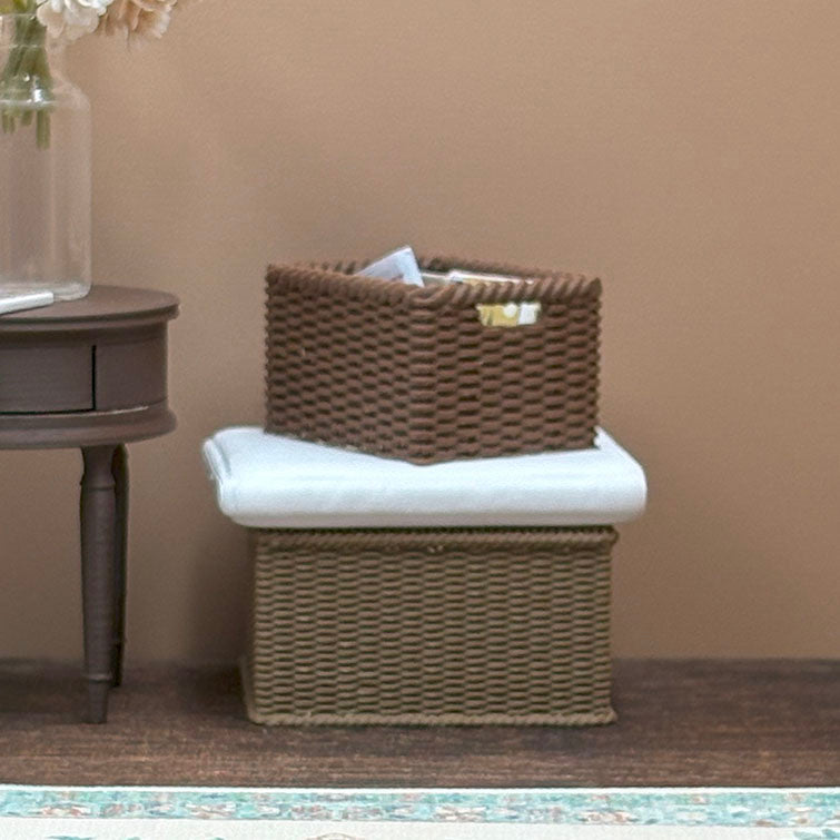 Wicker Storage Baskets Dollhouse Miniature 1:12 Scale