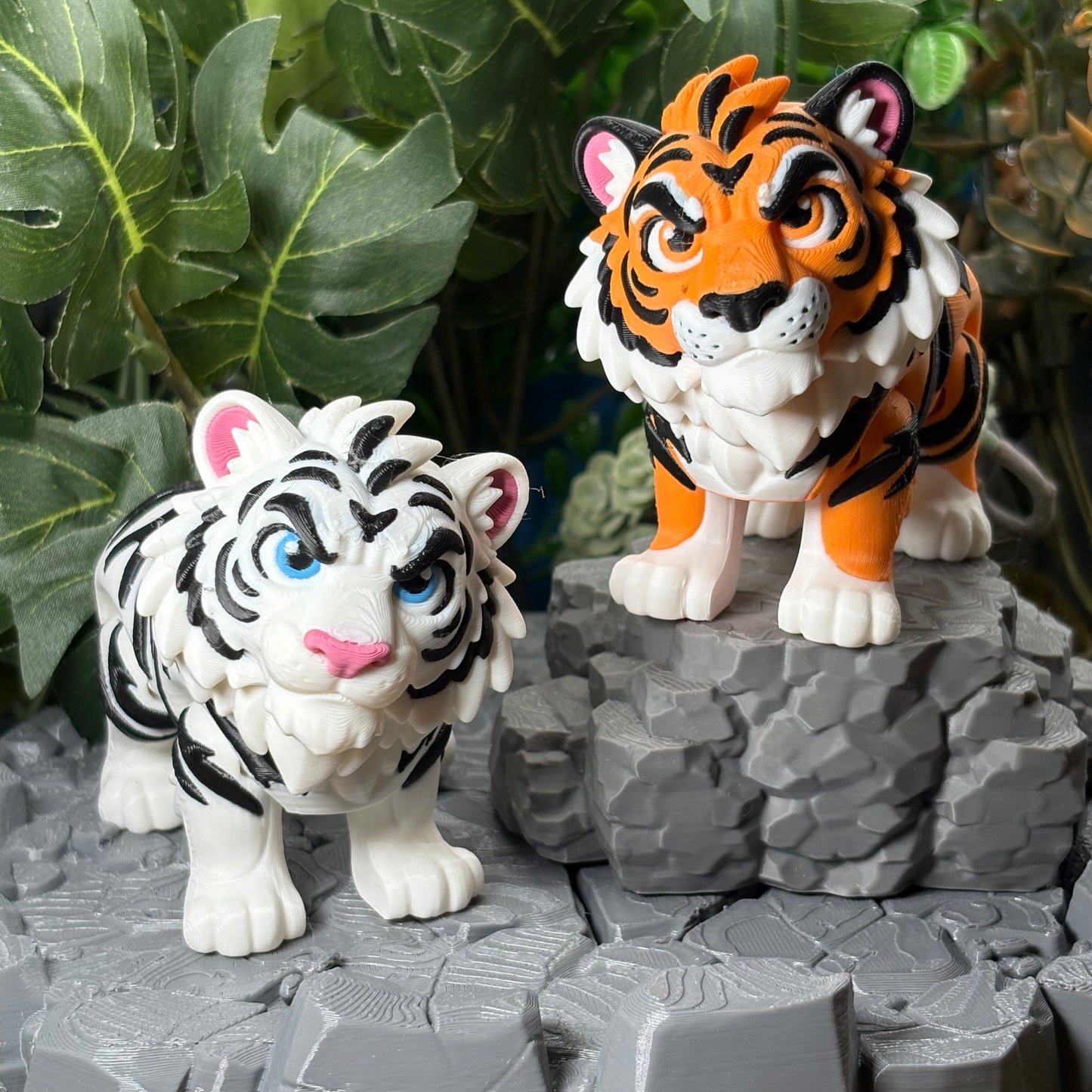 Tiger & White Tiger | Safari Friends | 3D Printed Animal Figurine | King of the Jungle & Desk