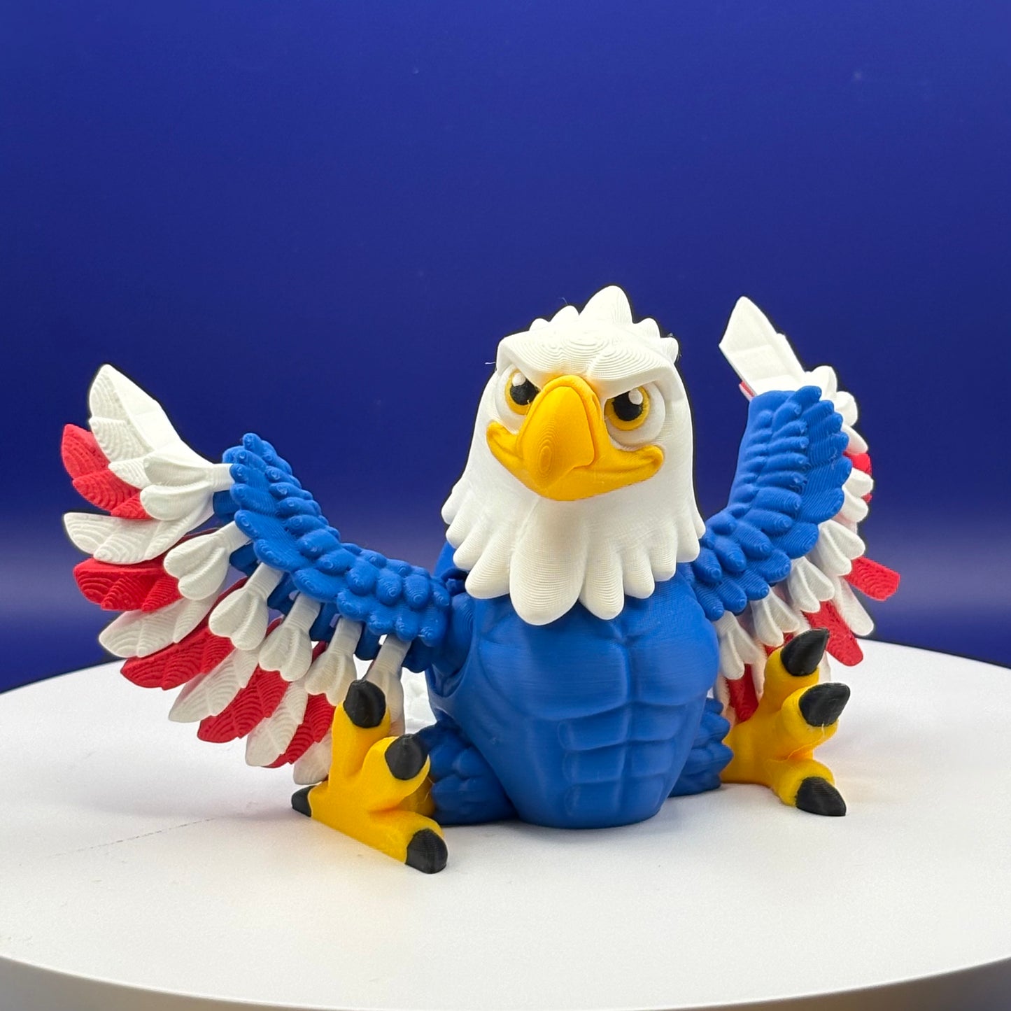Eagle Figurine | Articulated American Eagle | Flexi Patriotic Red, White & Blue Decoration | 2 Sizes | 3D Printed USA Decor