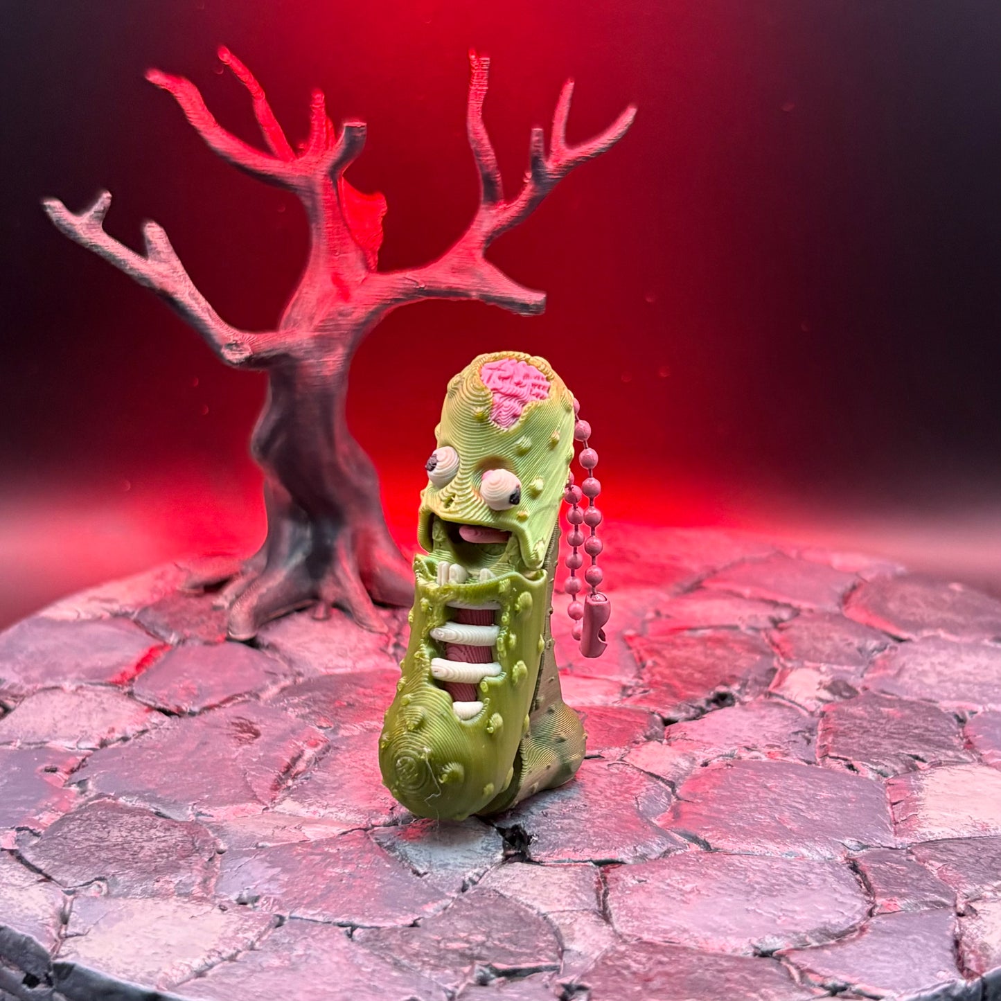 Halloween Pickle Fidget | Articulated Witch, Zombie, or Frankenstein Keychains | Frankenstein (w/stand) Desk Buddy | 3D Printed Gift