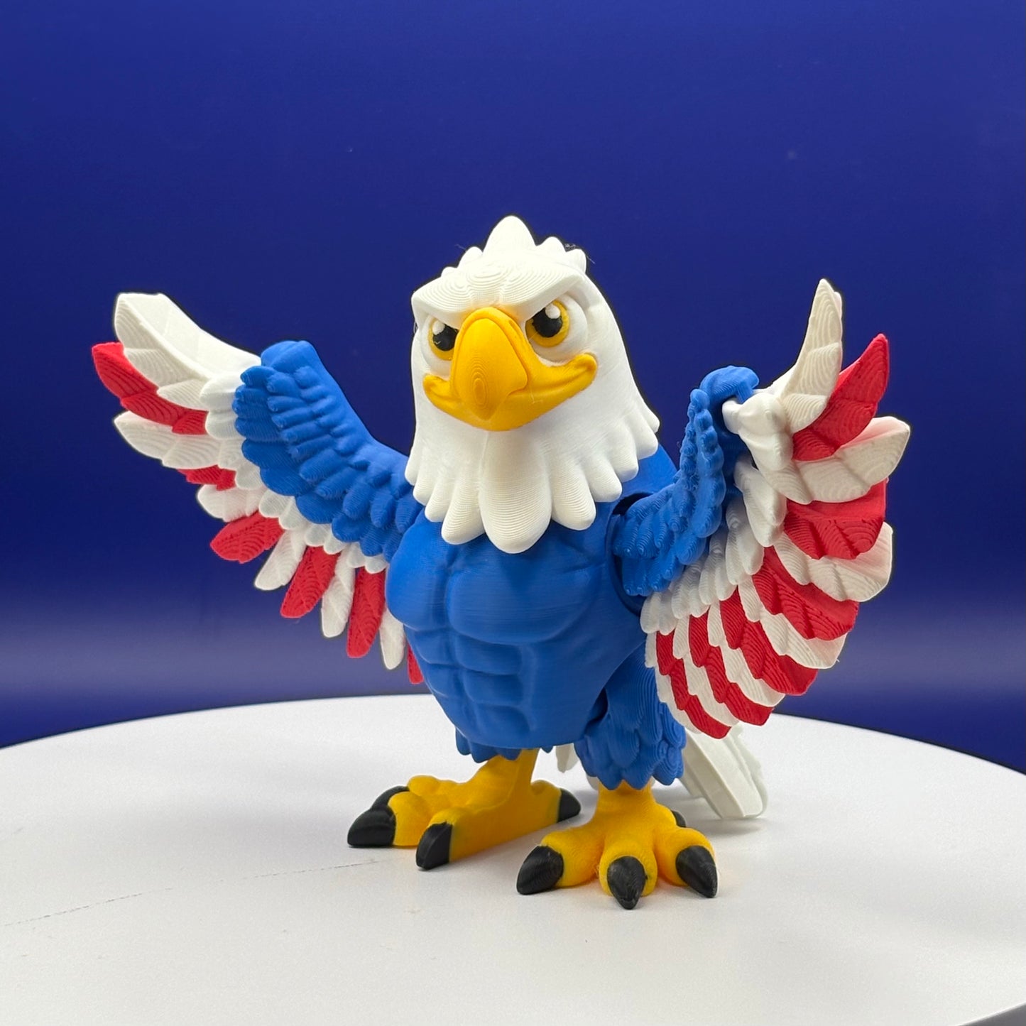 Eagle Figurine | Articulated American Eagle | Flexi Patriotic Red, White & Blue Decoration | 2 Sizes | 3D Printed USA Decor