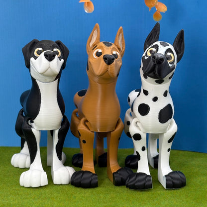 Great Dane Dog Figurine | Articulated Puppy Pal |Flexi Puppy Desk Pet | Dog Lover Gift | 3D Printed Decor