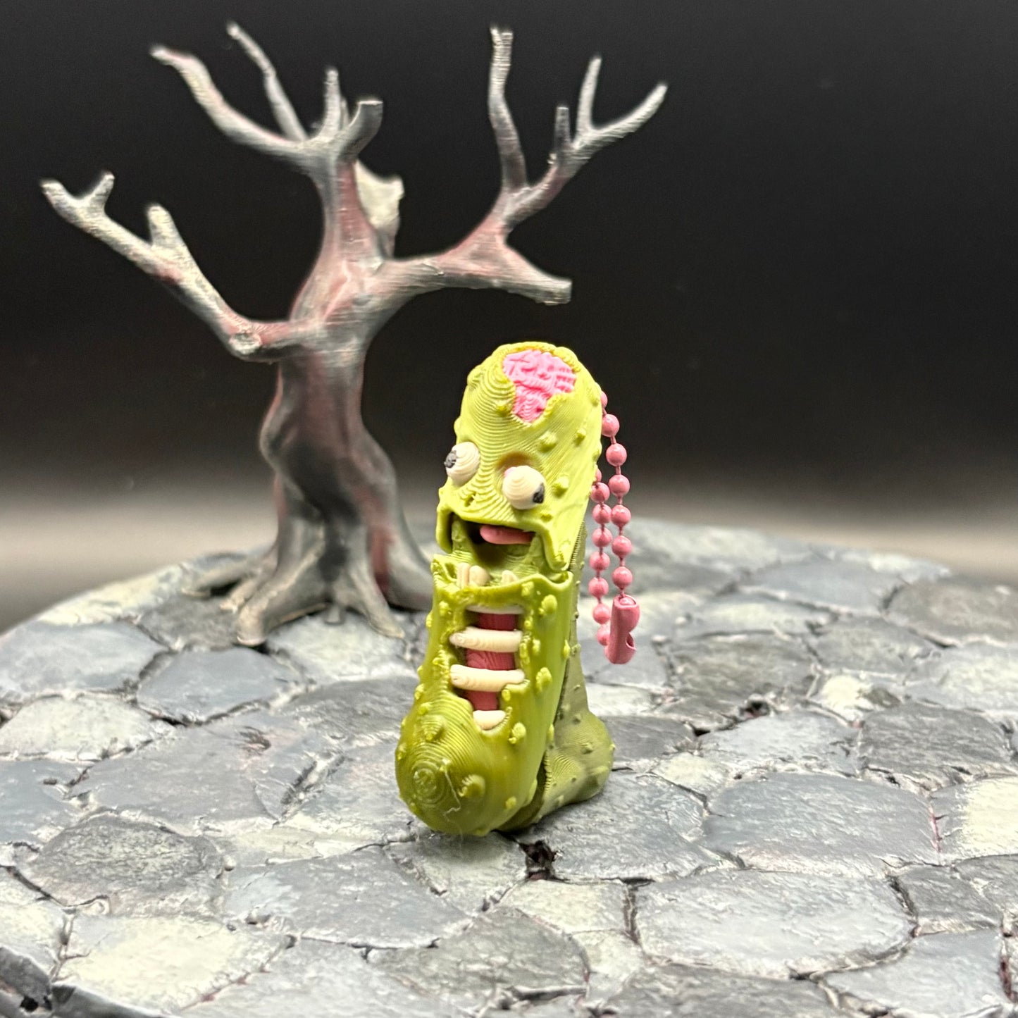 Halloween Pickle Fidget | Articulated Witch, Zombie, or Frankenstein Keychains | Frankenstein (w/stand) Desk Buddy | 3D Printed Gift