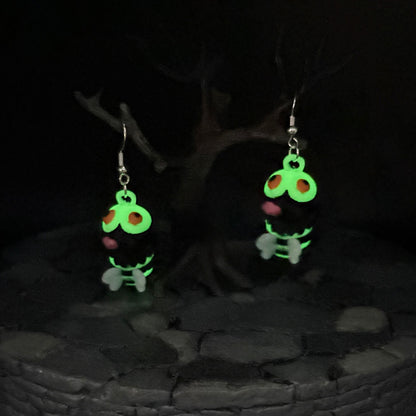 Glow-in-the-Dark ZomBee Earrings | Articulated Sterling Silver Lightweight Jewelry | 3D Printed Bee Gift