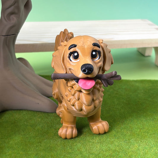 Golden Retriever Dog Figurine | Articulated Puppy Pal | Flexi Desk Pet | Dog Lover Gift | 3D Printed