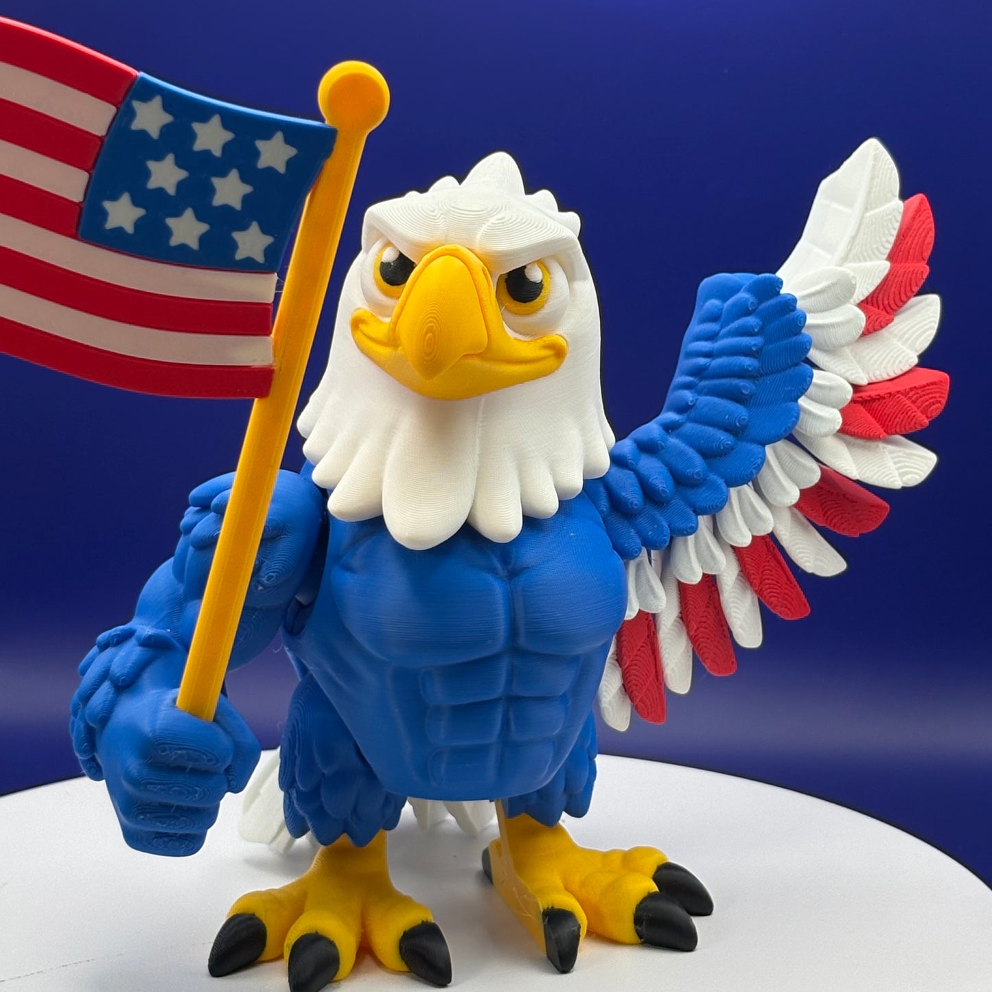 Eagle Figurine | Articulated American Eagle | Flexi Patriotic Red, White & Blue Decoration | 2 Sizes | 3D Printed USA Decor