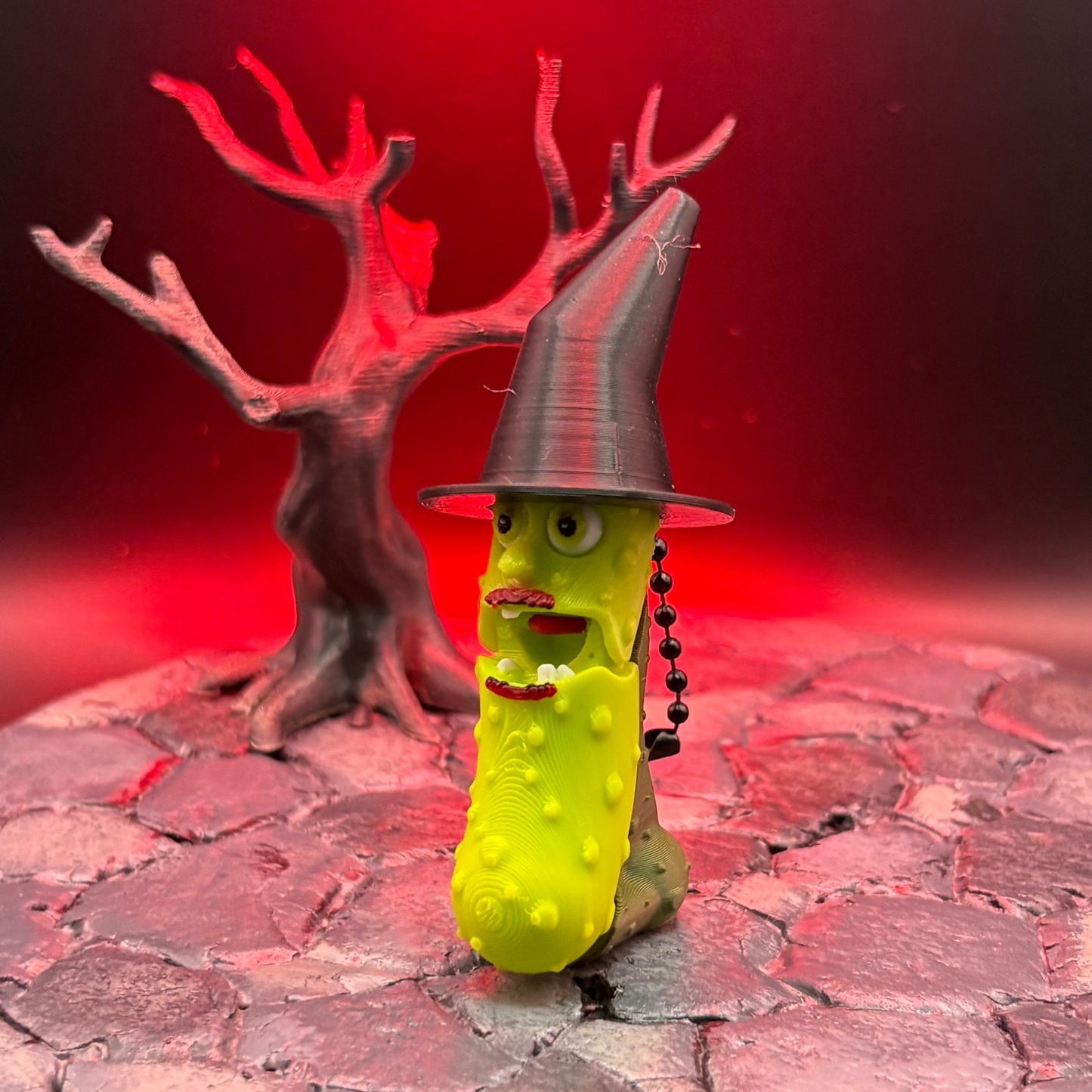 Halloween Pickle Fidget | Articulated Witch, Zombie, or Frankenstein Keychains | Frankenstein (w/stand) Desk Buddy | 3D Printed Gift
