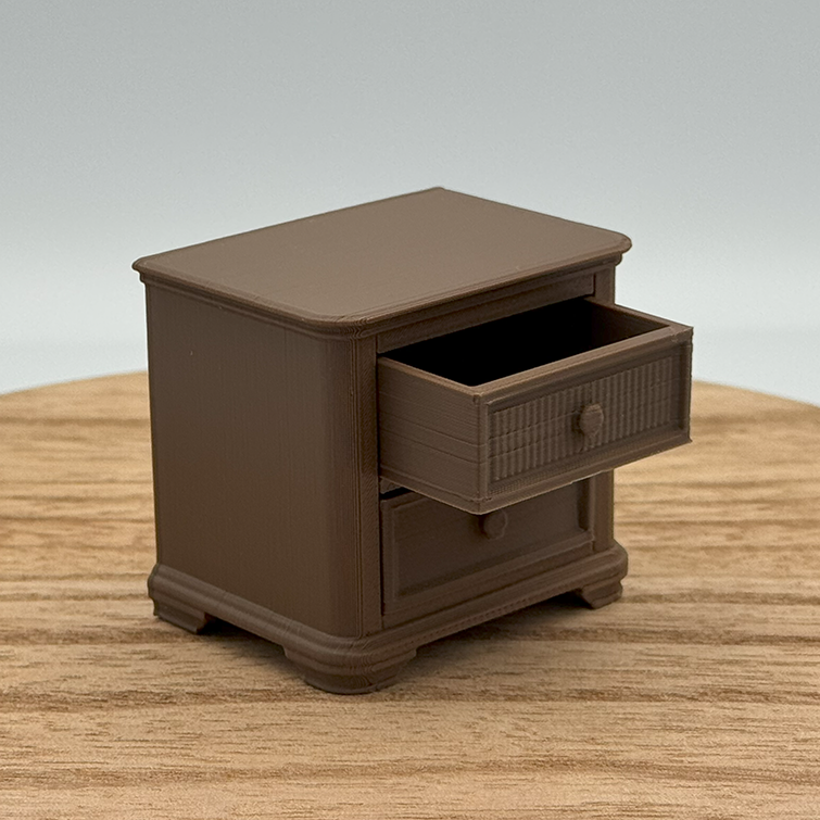 2-Drawer Nightstand Dollhouse Miniature 1:12 Scale
