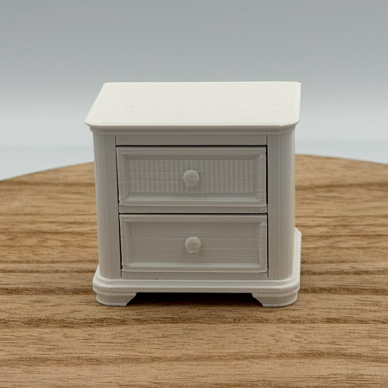 2-Drawer Nightstand Dollhouse Miniature 1:12 Scale