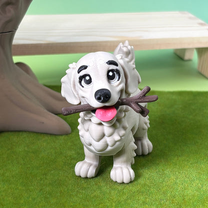Golden Retriever Dog Figurine | Articulated Puppy Pal | Flexi Desk Pet | Dog Lover Gift | 3D Printed