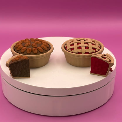 Pie Clicker Keychains | Pecan or Berry Pie Fidget | Mini Pie Slice Charm | 3D Printed Foodie Gift