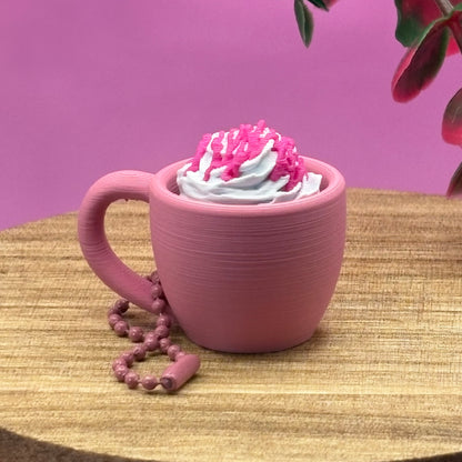 Clicker Cup Keychain | Sweetheart Collection | Coffee, Latte, Hot Chocolate Bag Charm | Desk Gift