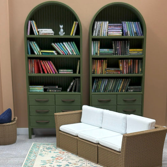 Rounded Bookcase Dollhouse Miniature 1:12 Scale