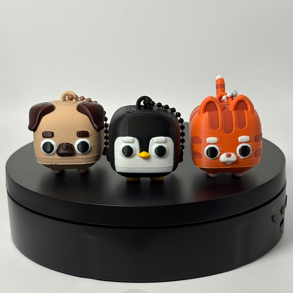 Mega Mini Pet Clicker Keychains | Pug, Cat & Penguin | 3D Printed Pet