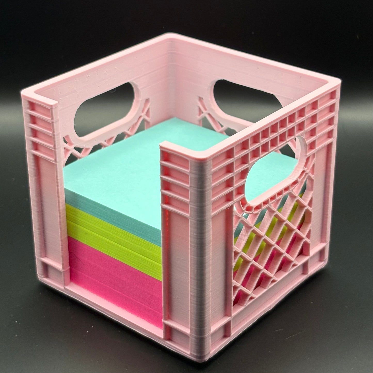 Milk Crates | Mini  Stackable Desk Organizer | Sticky Note Holder | 3D Printed Containers