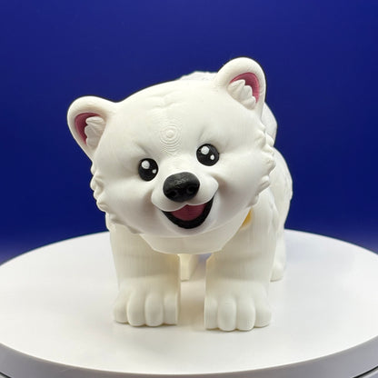 Polar Bear Figurine | Articulated Aurora the Polar Bear | Ocean Friends Collection | Flexi Desk Pet |  3D Printed Gift