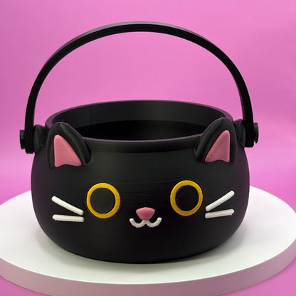 Trick-or-Treat Candy Bucket | Halloween Candy Holder | Ghost, Jack-o'-Lantern or Cat | 3D Printed