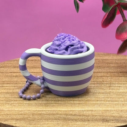 Clicker Cup Keychain | Sweetheart Collection | Coffee, Latte, Hot Chocolate Bag Charm | Desk Gift