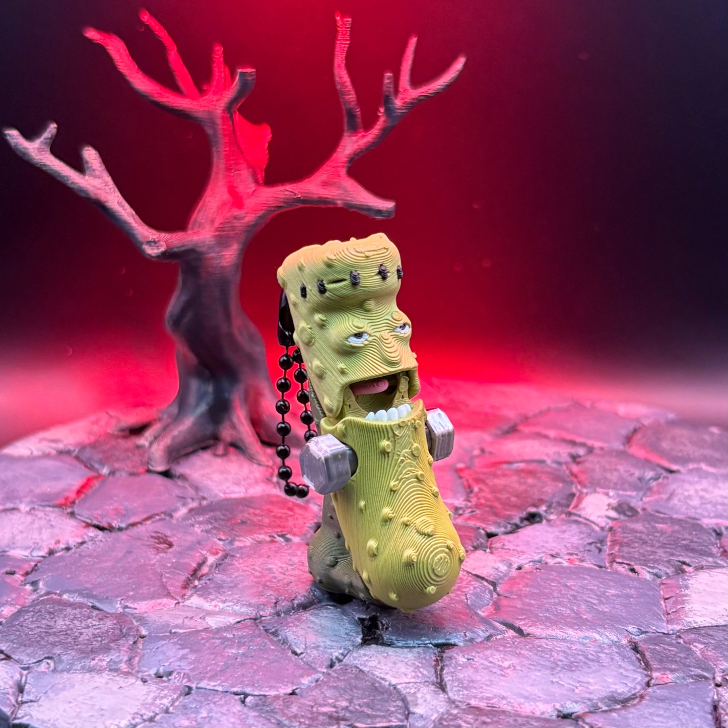 Halloween Pickle Fidget | Articulated Witch, Zombie, or Frankenstein Keychains | Frankenstein (w/stand) Desk Buddy | 3D Printed Gift