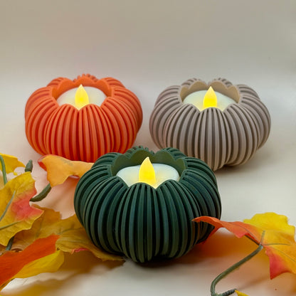 Pumpkin Tealight LED Candleholder | Fall Flameless Pumpkin Candle Holder