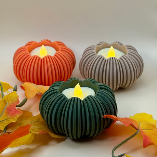 Pumpkin Tealight LED Candleholder | Fall Flameless Pumpkin Candle Holder
