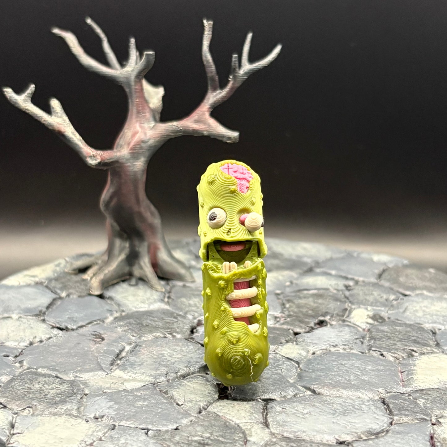 Halloween Pickle Fidget | Articulated Witch, Zombie, or Frankenstein Keychains | Frankenstein (w/stand) Desk Buddy | 3D Printed Gift