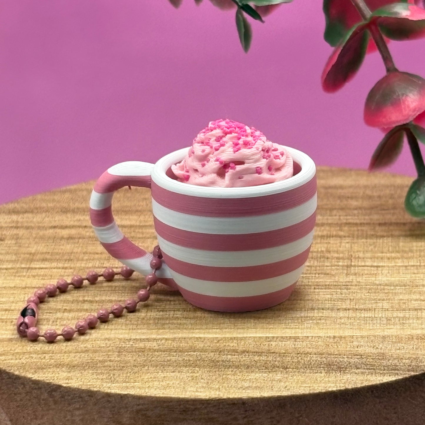 Clicker Cup Keychain | Sweetheart Collection | Coffee, Latte, Hot Chocolate Bag Charm | Desk Gift