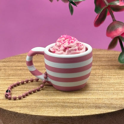 Clicker Cup Keychain | Sweetheart Collection | Coffee, Latte, Hot Chocolate Bag Charm | Desk Gift