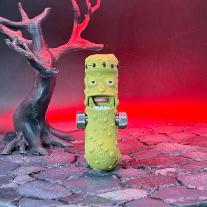 Halloween Pickle Fidget | Articulated Witch, Zombie, or Frankenstein Keychains | Frankenstein (w/stand) Desk Buddy | 3D Printed Gift