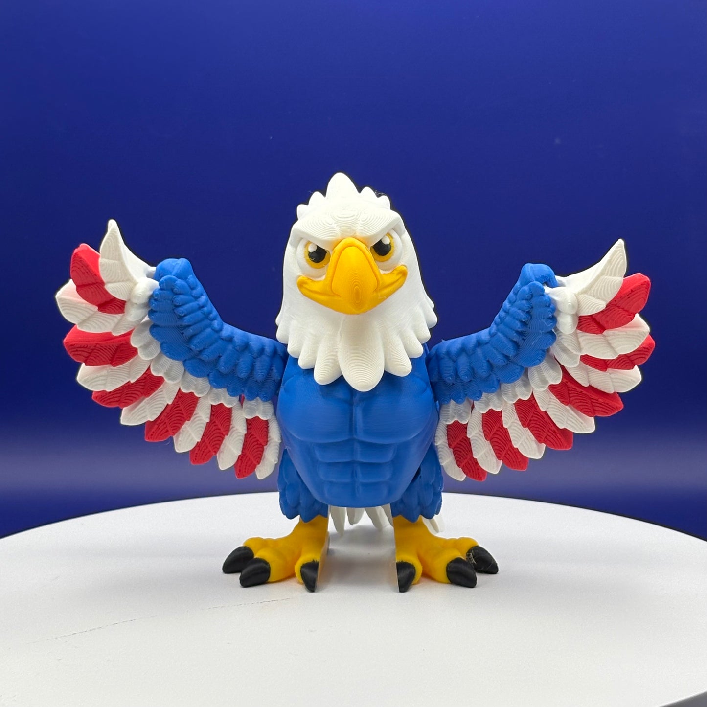 Eagle Figurine | Articulated American Eagle | Flexi Patriotic Red, White & Blue Decoration | 2 Sizes | 3D Printed USA Decor
