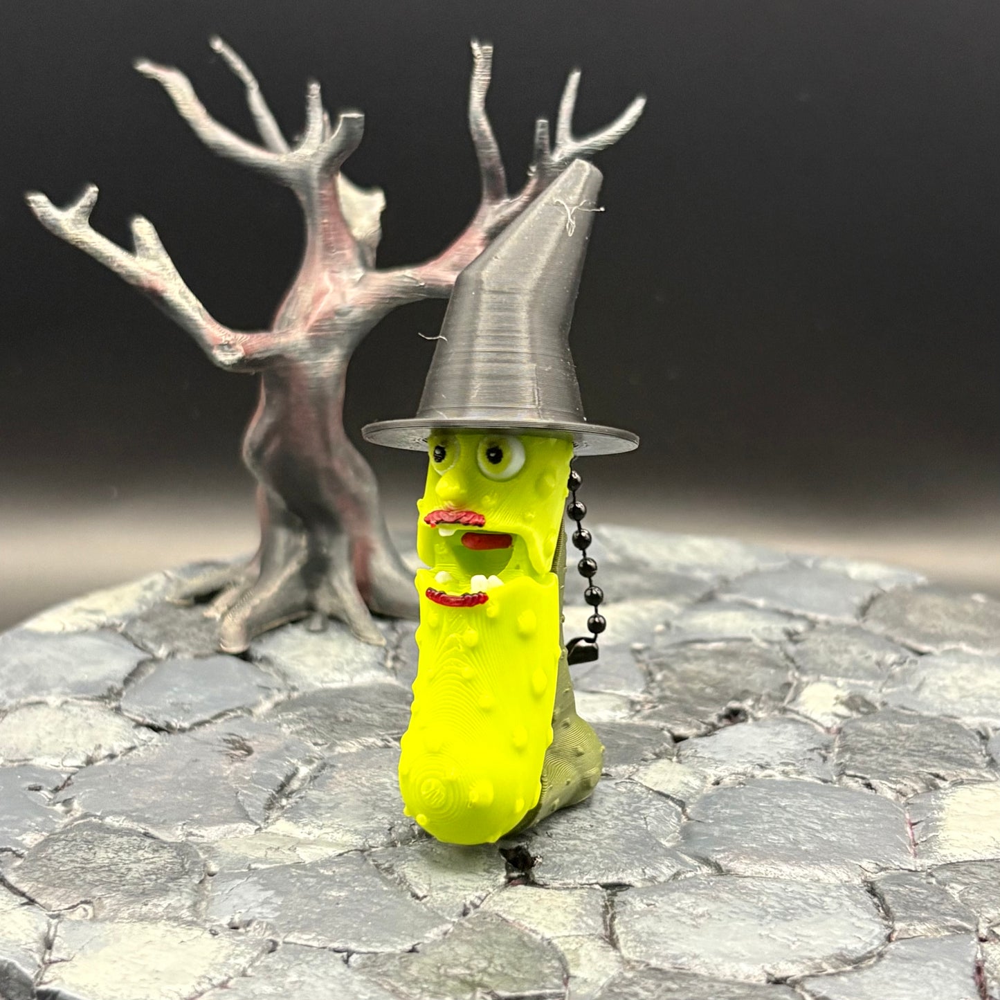 Halloween Pickle Fidget | Articulated Witch, Zombie, or Frankenstein Keychains | Frankenstein (w/stand) Desk Buddy | 3D Printed Gift