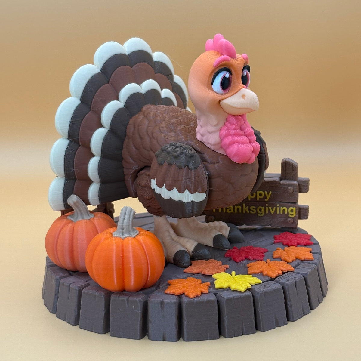 Happy Thanksgiving Turkey Display | Articulating Turkey Figurine | Thanksgiving Table Decoration