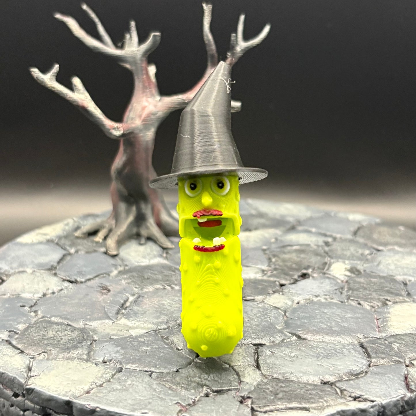 Halloween Pickle Fidget | Articulated Witch, Zombie, or Frankenstein Keychains | Frankenstein (w/stand) Desk Buddy | 3D Printed Gift