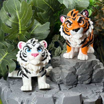 Tiger & White Tiger | Safari Friends | 3D Printed Animal Figurine | King of the Jungle & Desk