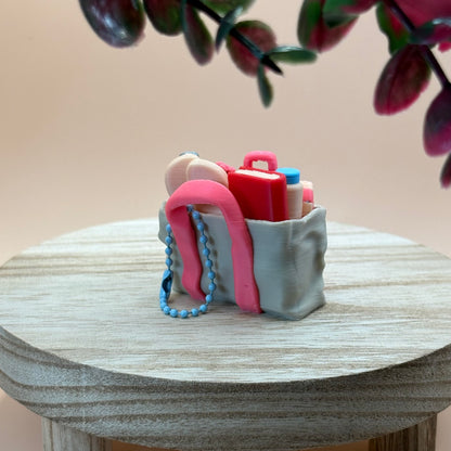 Beach Bag Clicker Keychain | Double Click Fidget | 3D Printed Beach Bag | Mochi Makes | Purse Charm | Summer Gift