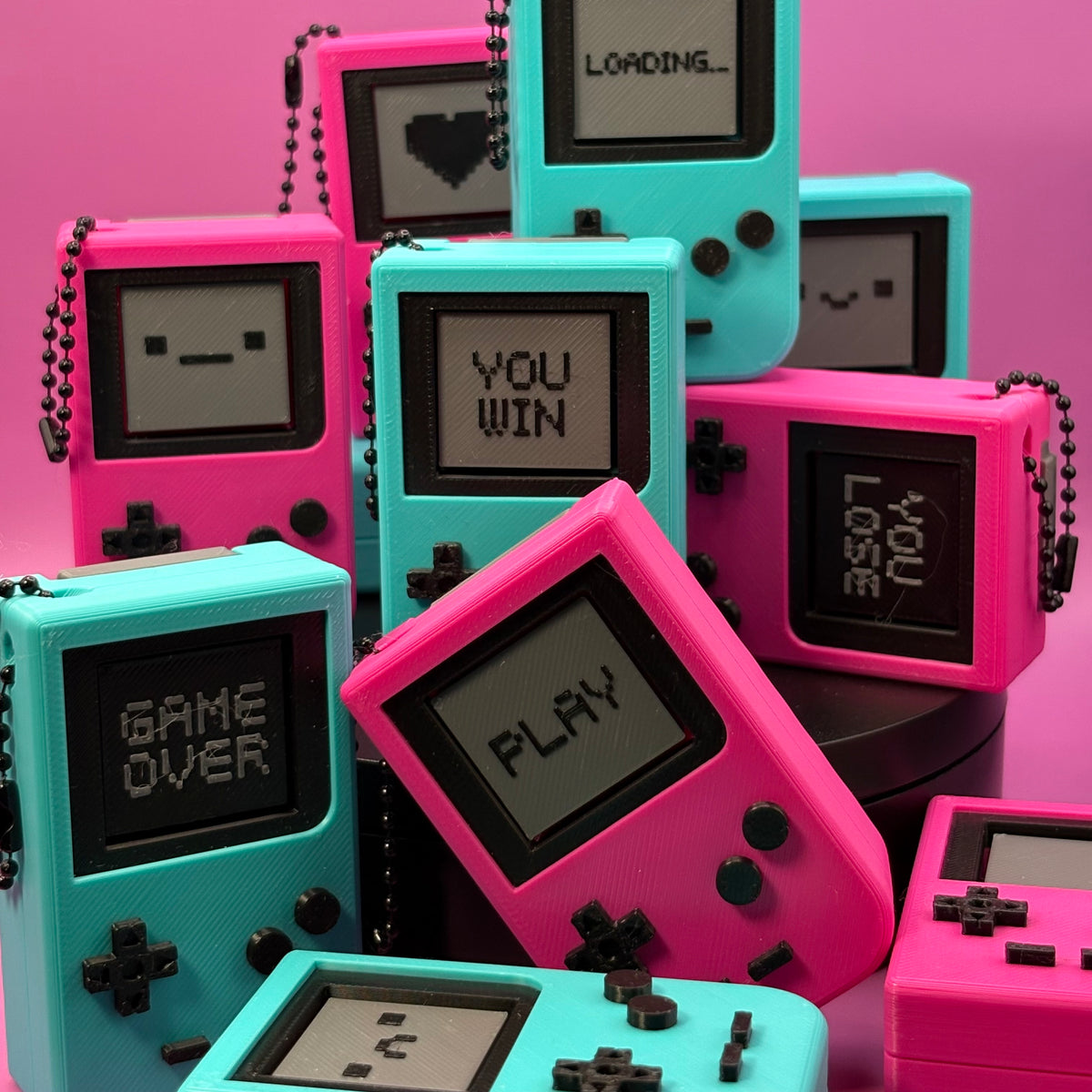 Retro Gaming Clicker Keychain | Teal or Pink | Handheld Fidget Toy | Nostalgic Gamer Gift | 3D Printed Bag Charm
