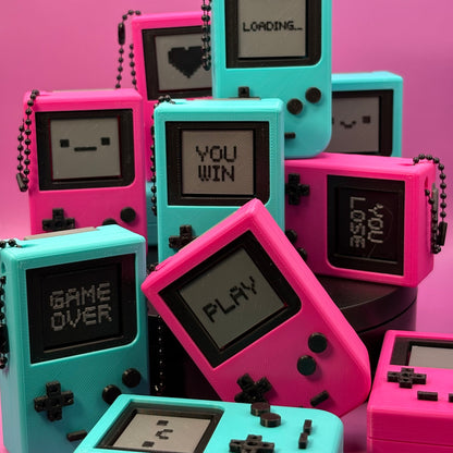 Retro Gaming Clicker Keychain | Teal or Pink | Handheld Fidget Toy | Nostalgic Gamer Gift | 3D Printed Bag Charm
