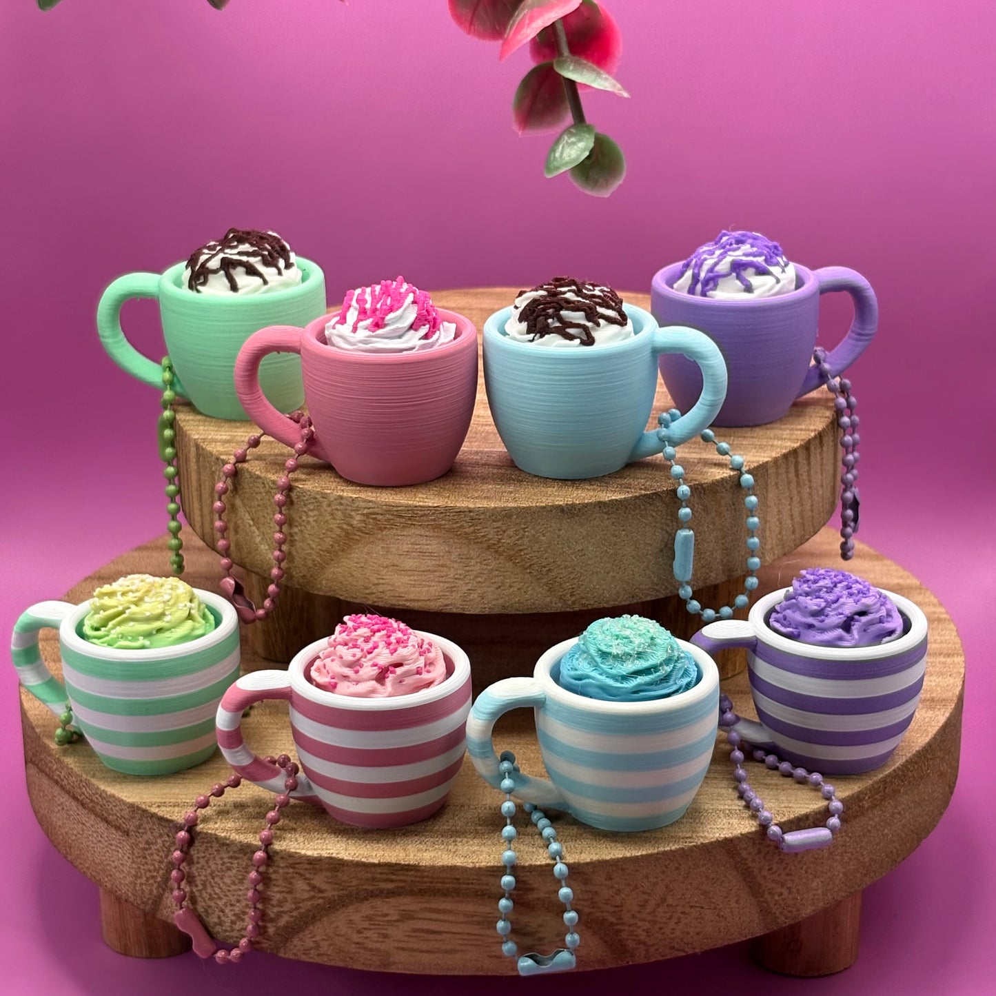 Clicker Cup Keychain | Sweetheart Collection | Coffee, Latte, Hot Chocolate Bag Charm | Desk Gift