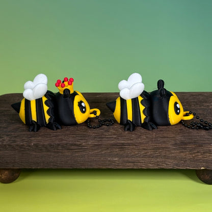 Bee & Queen Bee Keychain Collection | Articulated Collectible Bee Keychains | Bag Charm | 3D Printed Gift