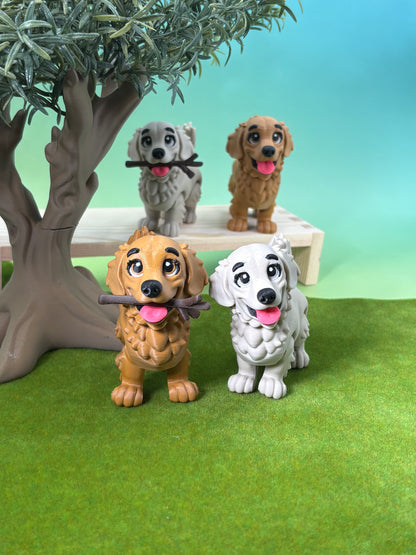 Golden Retriever Dog Figurine | Articulated Puppy Pal | Flexi Desk Pet | Dog Lover Gift | 3D Printed