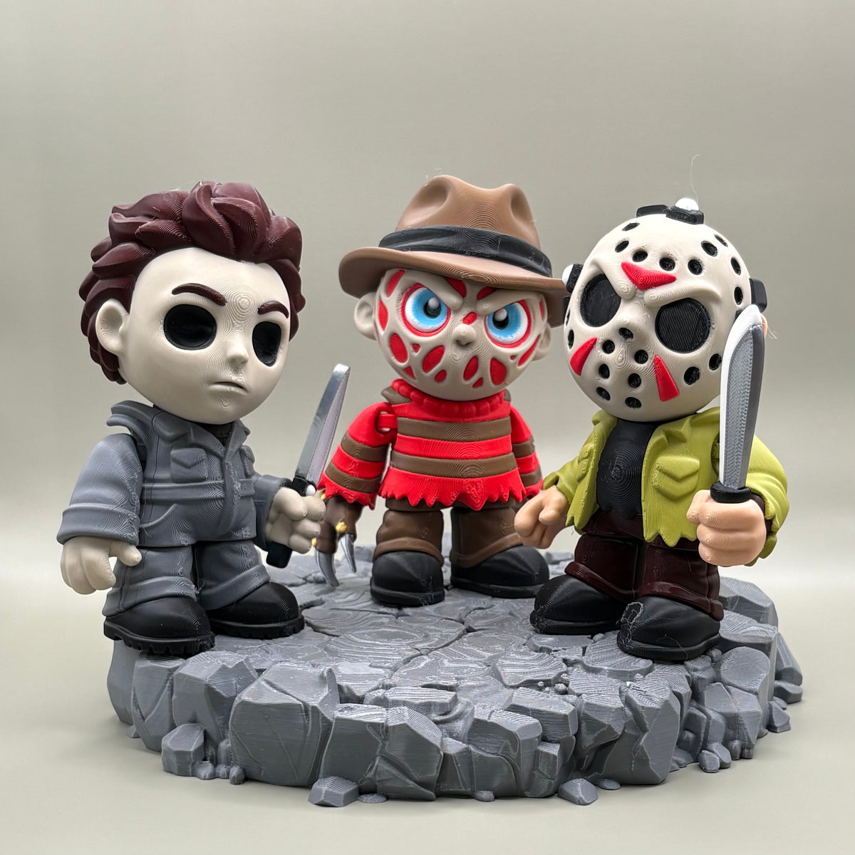 Slasher Horror Figurines | Jason, Michael & Freddy | Halloween Collectibles | 3D Printed